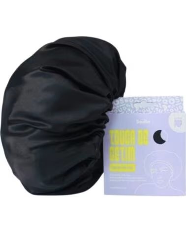 SOULTA Gorro Negro POP en Saten Anti Frizz con Elastico Ajustable – Capa Sencilla Talla M