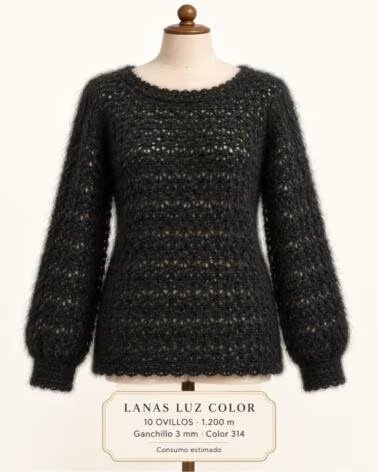 LUZ COLOR FILATO MOHAIR 90 NERO 314 LANA
