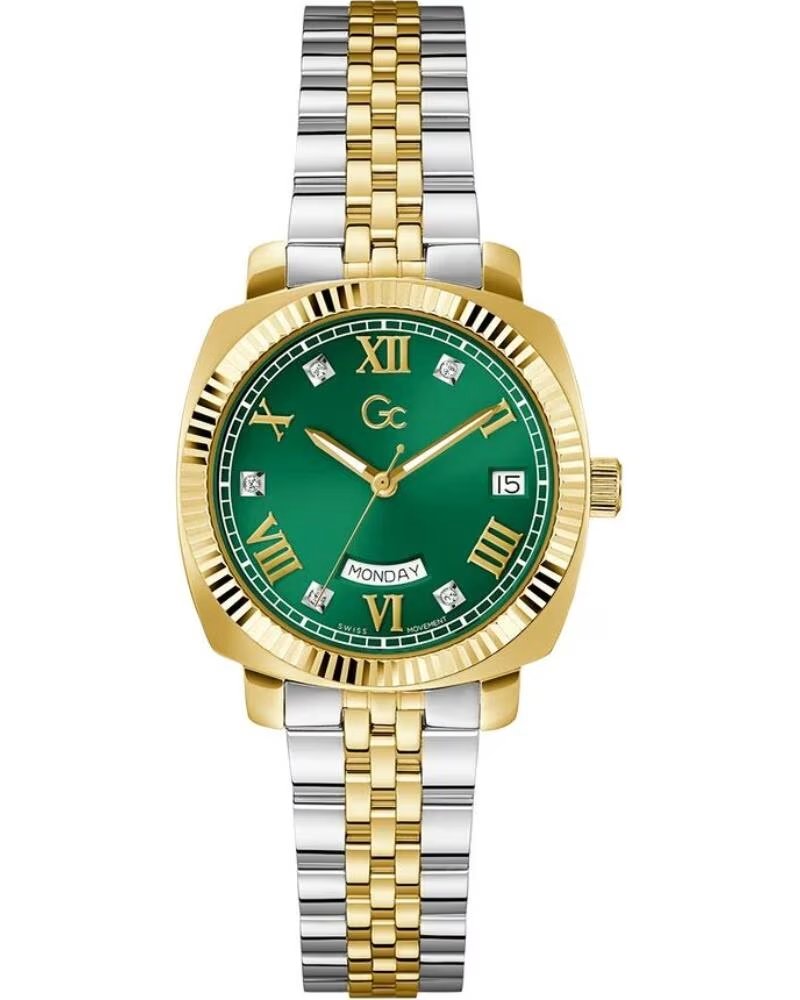 RELOJ GC Z44002L9MF ESFERA VERDE BICOLOR ROSA