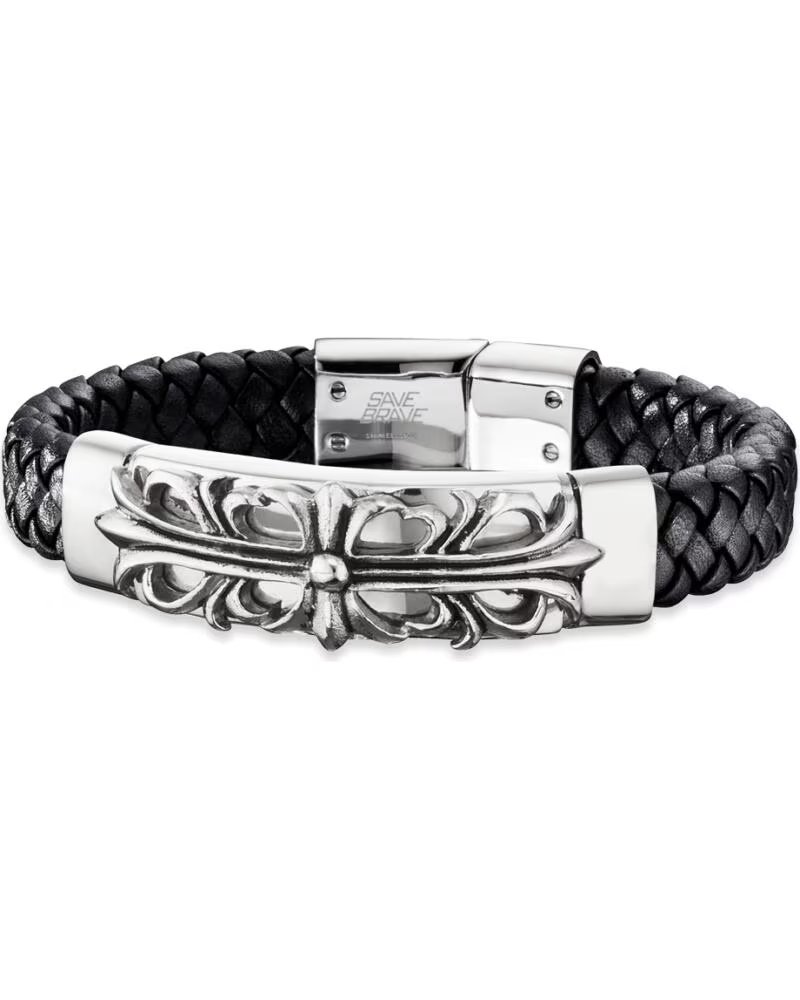 PULSERA SAVE BRAVE SBB-PARIS-BK-19 DE CUERO TRENZADO Y ACERO INOXIDABLE