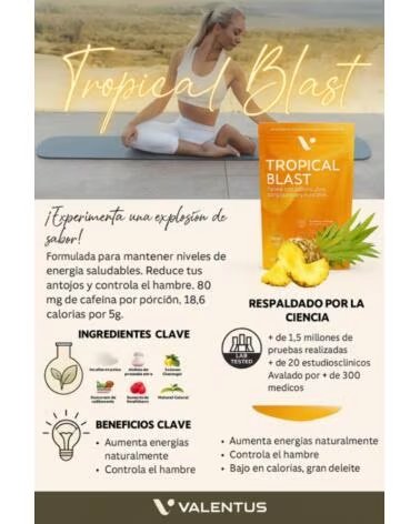 VALENTUS TROPICAL BLAST 30 SOBRES INDIVIDUALES PLAN 1 MES