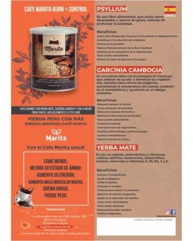 MARITA CAFE BURN CONTROL CON PSYLLIUM 1UD 100G