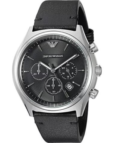 OROLOGIO UOMO EMPORIO ARMANI AR1975 CON CRONOGRAFO E CINTURINO IN PELLE NEGRO