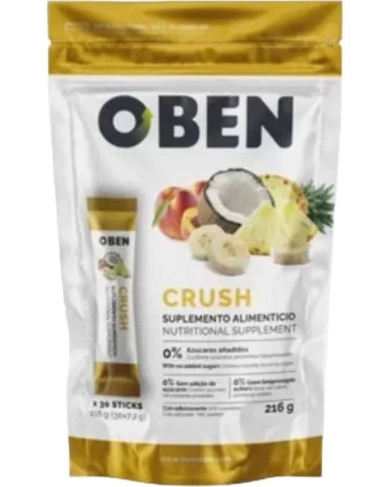 OBEN CRUSH TROPICAL POTENTE QUEMA GRASAS DELICIOSO SABOR A FRUTA 30 SOBRES INDIVIDUALES SIN AZUCAR AnADIDO