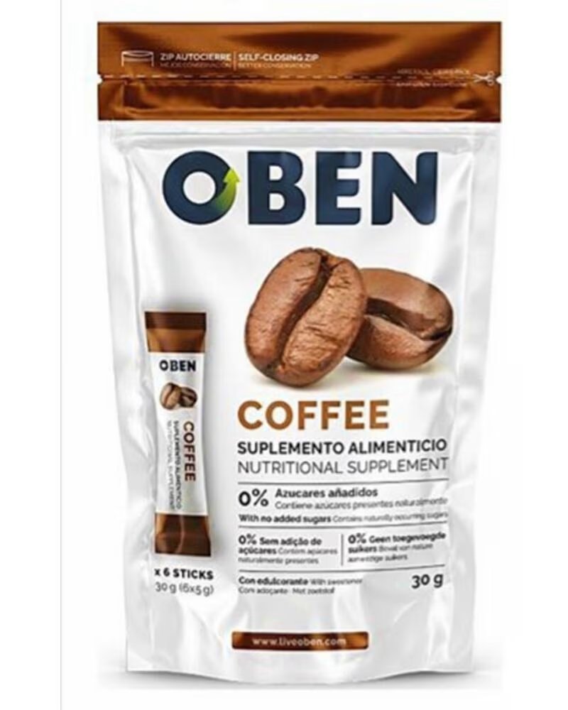 OBEN CAFE CAFE QUEMA GRASAS 6 SOBRES INDIVIDUALES SIN AZUCAR AnADIDO PARA 1 SEMANA