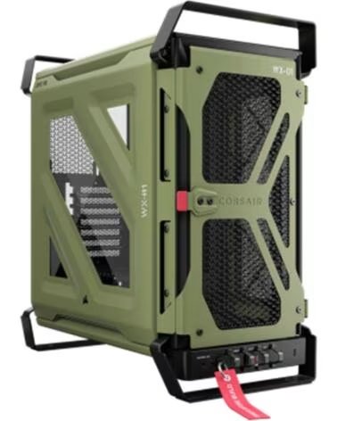 CORSAIR Caja ordenador gaming warthog atx cristal templado verde