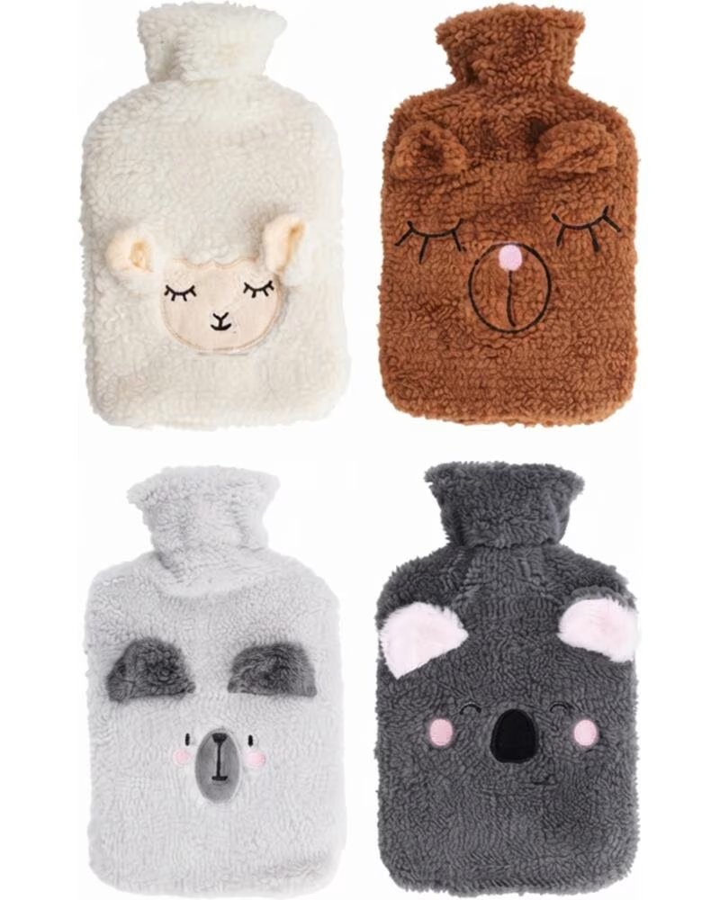 EXCELLENT BOUILLOTTE EN PELUCHE AVEC MOTIF D´ANIMAUX MULTICOLOR