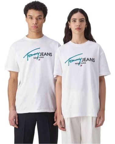 TOMMY HILFIGER KURZARM-T-SHIRT DM0DM18572YBR UNISEX WEISS BLANCO