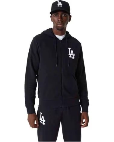 NEW ERA FELPA CON CAPPUCCIO E ZIP OUTERWEAR UOMO NERO NEGRO
