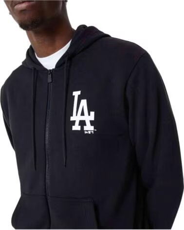 NEW ERA FELPA CON CAPPUCCIO E ZIP OUTERWEAR UOMO NERO NEGRO