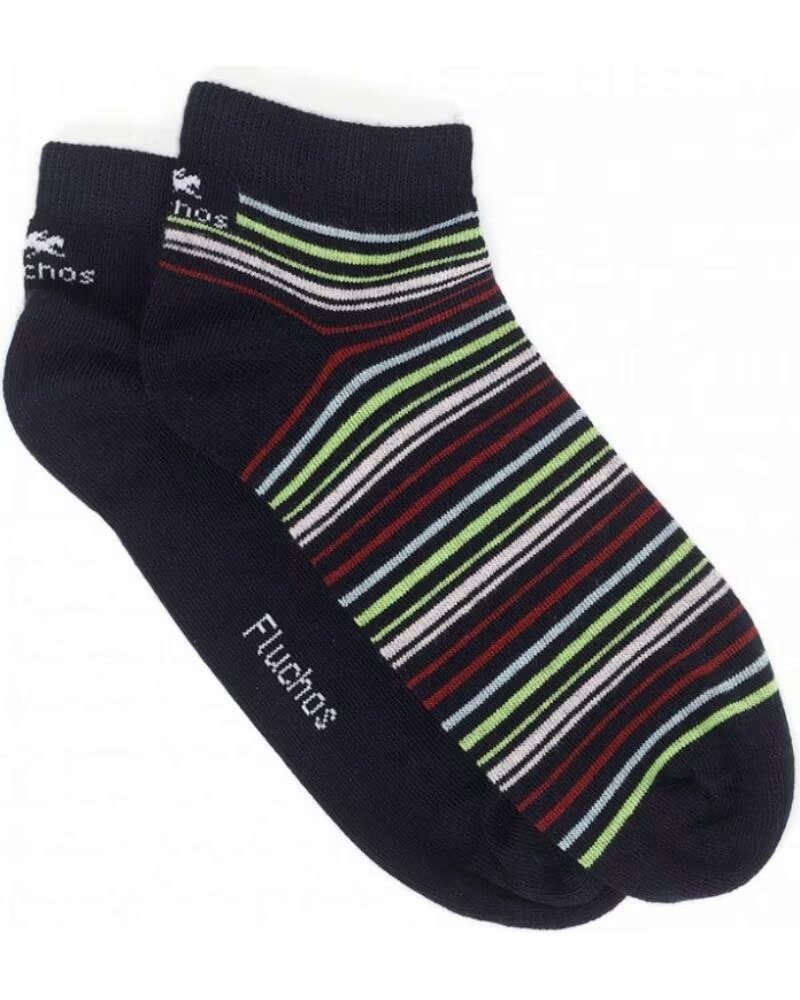 FLUCHOS Calcetines 080-Ca0010 Tobillero en negro para hombre NAVY-RAYAS