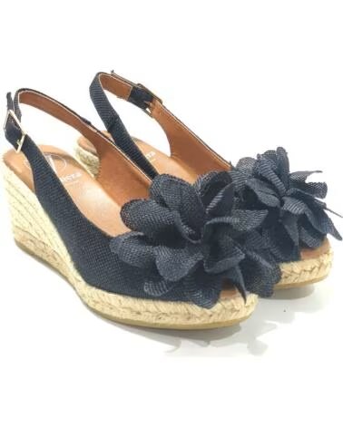 VIGUERA DAMEN KEILSCHUHE IN SCHWARZ MIT BLUMENVERZIERUNG NEGRO