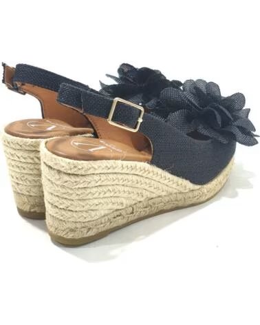 VIGUERA DAMEN KEILSCHUHE IN SCHWARZ MIT BLUMENVERZIERUNG NEGRO