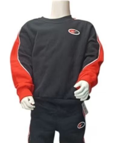 SURVÊTEMENT NIKE NKN FLEECE CREW SET FT25 NOIR ROUGE 86N293-023 GARÇON FILLE