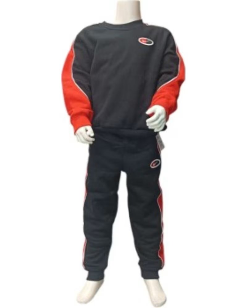 SURVÊTEMENT NIKE NKN FLEECE CREW SET FT25 NOIR ROUGE 86N293-023 GARÇON FILLE