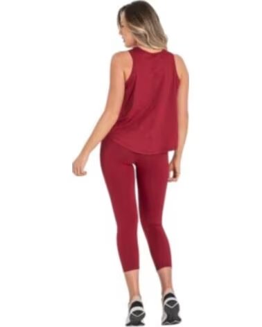 DITCHIL LEGGINGS CAPRI MAGNY CROP 7-8 ROUGE CRIMSON CL1090-519 COLLANTS FEMME