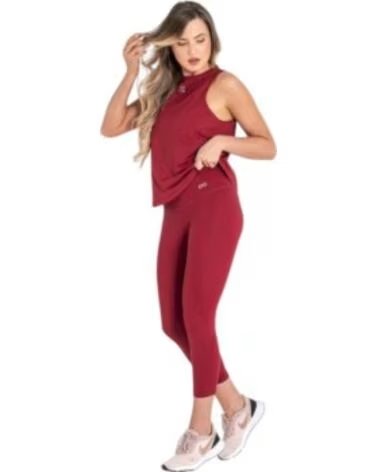 DITCHIL LEGGINGS CAPRI MAGNY CROP 7-8 ROUGE CRIMSON CL1090-519 COLLANTS FEMME