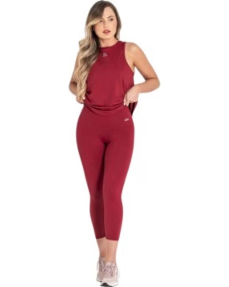 DITCHIL LEGGINGS CAPRI MAGNY CROP 7-8 ROUGE CRIMSON CL1090-519 COLLANTS FEMME