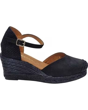 ESPADRILLES À COMPENSATION FEMME CABRERA 5 CORDES SUEDE NOIR NEGRO