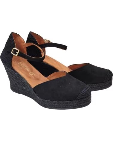 CABRERA SHOES KEILSANDALE AUS LEDER SCHWARZ NEGRO