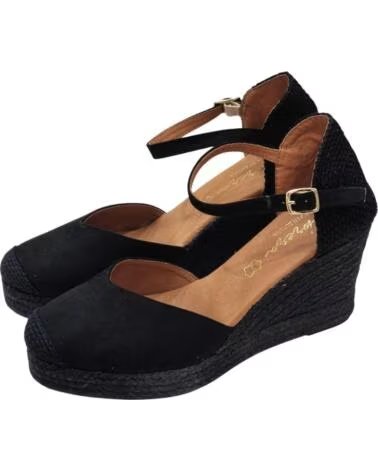 CABRERA SHOES KEILSANDALE AUS LEDER SCHWARZ NEGRO