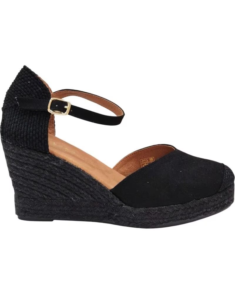 CABRERA SHOES KEILSANDALE AUS LEDER SCHWARZ NEGRO