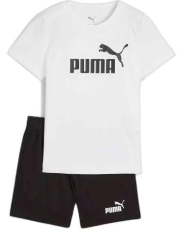 PUMA OUTERWEAR CONJUNTO CAMISETA Y PANTALÓN CORTO PARA NIÑO BLANCO