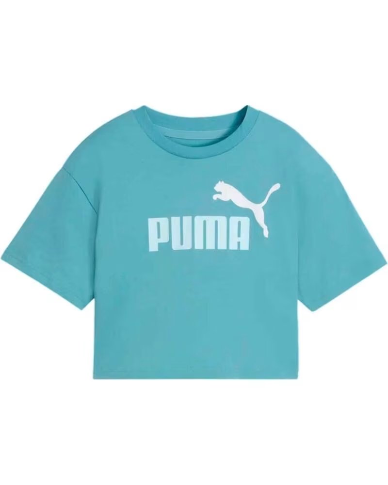 PUMA T-SHIRT BAMBINO BLU CON LOGO AZUL