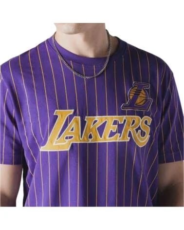 NEW ERA T-SHIRT LAKERS PINSTRIPE NEGRO