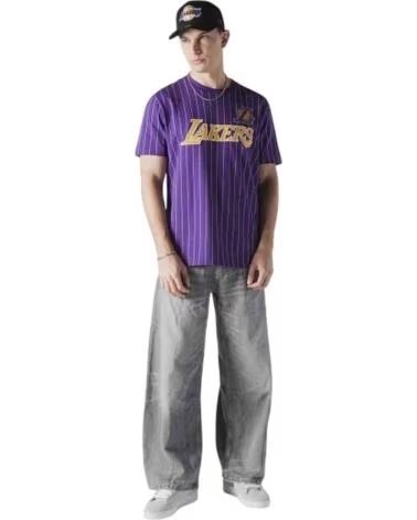 NEW ERA T-SHIRT LAKERS PINSTRIPE NEGRO