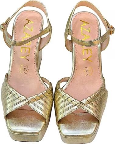 AZAREY SANDALES À TALONS HAUTS AVEC PLATEFORME POUR FEMME OR ORO
