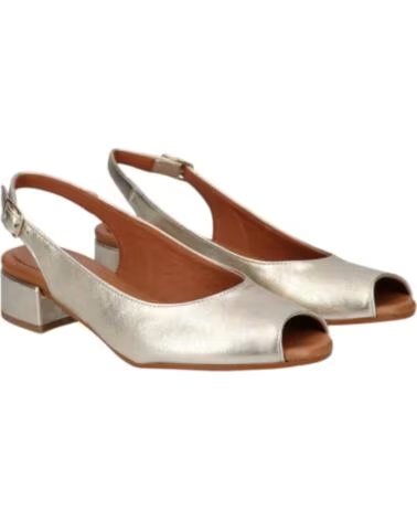 DCHICAS SHOES D CHICAS SANDALI DONNA CON TACCO BASSO E CINTURINO POSTERIORE ORO