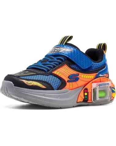 SKECHERS BASKETS GARAGE MULTICOLORE ENFANT UNISEXE BLACK BLUE ORANGE SYNTHETIC - TEXTILE YELLOW TRIM