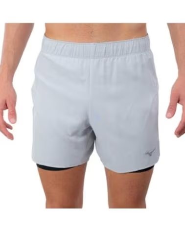 MIZUNO SHORT CORE 5 2 EN 1 J2GBC510-05 VAPOR SILVER RUNNING HOMME