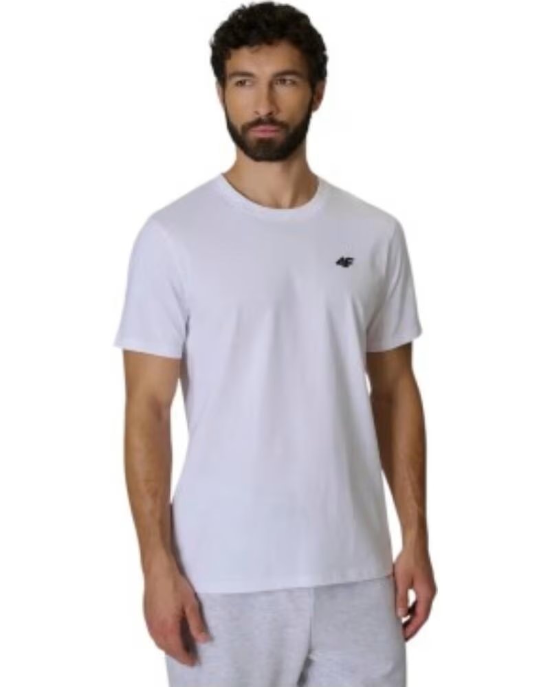 4F T-SHIRT JACK M3341 REGULAR FIT WEISS WMM00TTSHM3341-10S HERREN CASUAL BLANCO