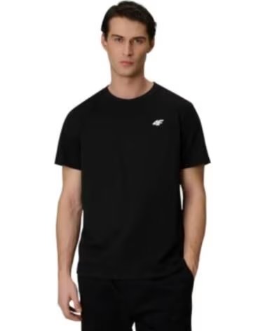 4F T-SHIRT JACK M3341 REGULAR FIT WMM00TTSHM3341-20S HERREN SCHWARZ NEGRO