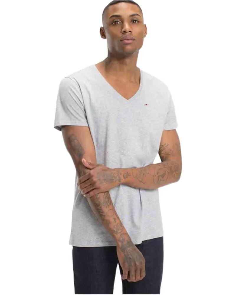 TOMMY JEANS KURZARM-T-SHIRT DM0DM04410038 GRAU HERREN GRIS
