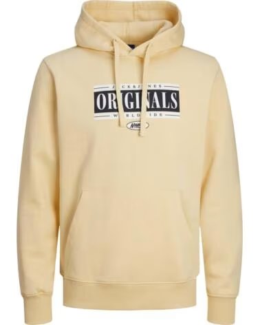 JACK AND JONES SWEAT À CAPUCHE 12252402 ITALIAN STRAW POUR HOMME JAUNE AMARILLO