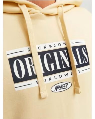 JACK AND JONES SWEAT À CAPUCHE 12252402 ITALIAN STRAW POUR HOMME JAUNE AMARILLO