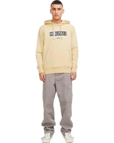 JACK AND JONES SWEAT À CAPUCHE 12252402 ITALIAN STRAW POUR HOMME JAUNE AMARILLO