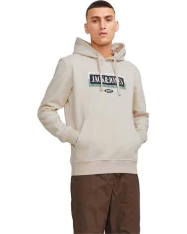 JACK AND JONES SWEAT-SHIRT À CAPUCHE 12252402-MOONBEAM HOMME BEIGE