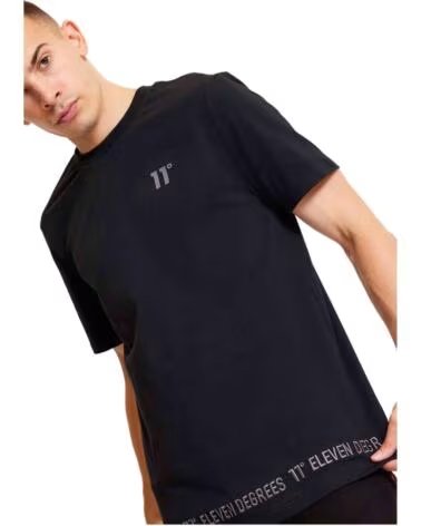 11 DEGREES KURZARM T-SHIRT 11D3683-001 3D EMBROIDERY HEM HERREN SCHWARZ NEGRO