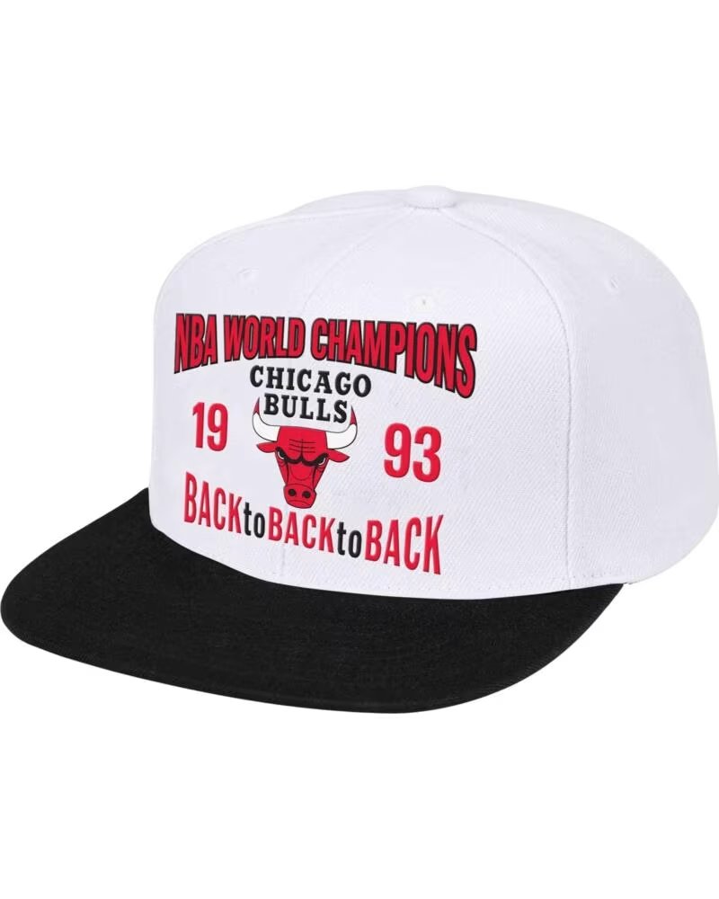 MITCHELL NESS HHSS3133CBU01 CASQUETTE SNAPBACK CHICAGO BULLS NBA WORLD CHAMPIONS BLANCO