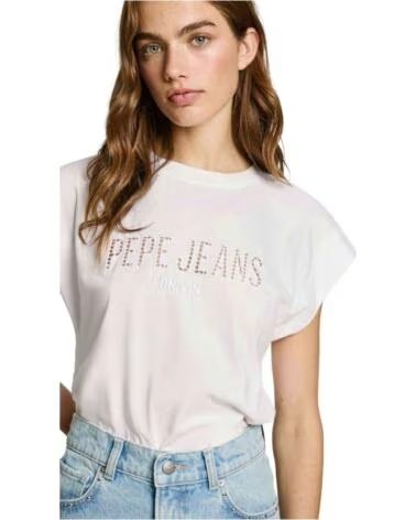 PEPE JEANS MAGLIETTA A MANICA CORTA PL506016-800 DA DONNA BIANCO BLANCO
