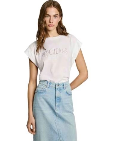 PEPE JEANS MAGLIETTA A MANICA CORTA PL506016-800 DA DONNA BIANCO BLANCO