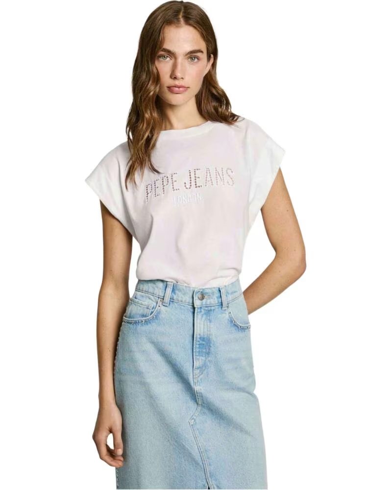 PEPE JEANS MAGLIETTA A MANICA CORTA PL506016-800 DA DONNA BIANCO BLANCO
