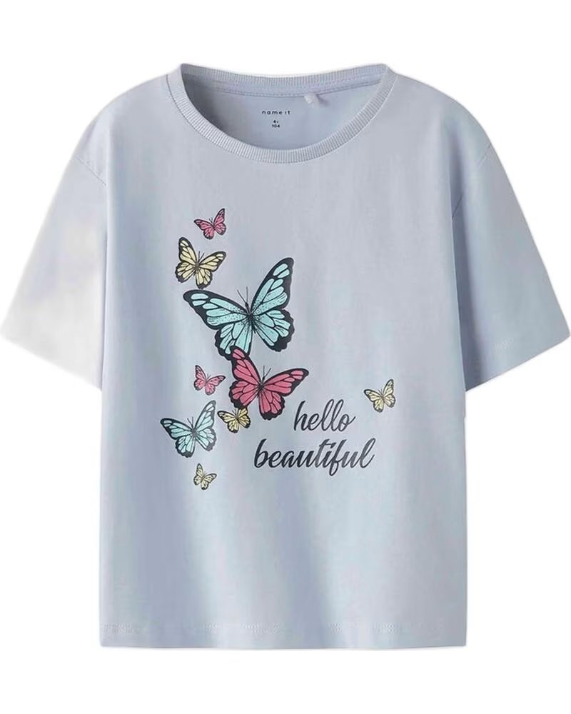 NAME IT T-SHIRT A MANICA CORTA 13238061-XENONBLUE PER BAMBINA BLU AZUL