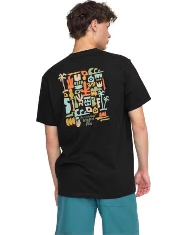 REVOLUTION Camiseta De Manga Corta 1394Fin en negro para hombre NEGRO
