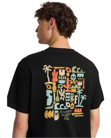 REVOLUTION Camiseta De Manga Corta 1394Fin en negro para hombre NEGRO