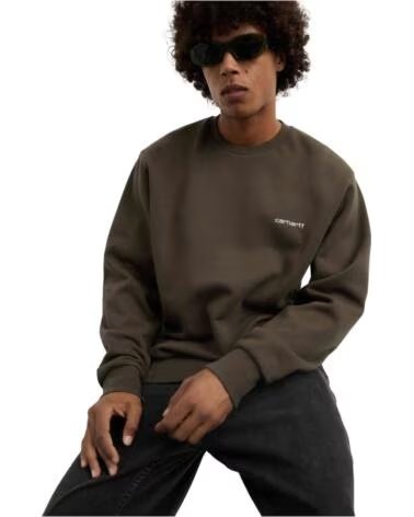 CARHARTT WIP SWEATSHIRT SCRIPT EMBROIDERY HOMEM VERDE MULTICOLOR